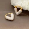 Gentle White Blue Heart Golden Earrings