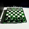 Emerald Resin Chess Set: Handmade Gemstone Board with Crystal Pieces