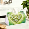 (24cm)Diamond Art Tissue Box Cover DIY PU Desktop(Heart-shaped white daisies)