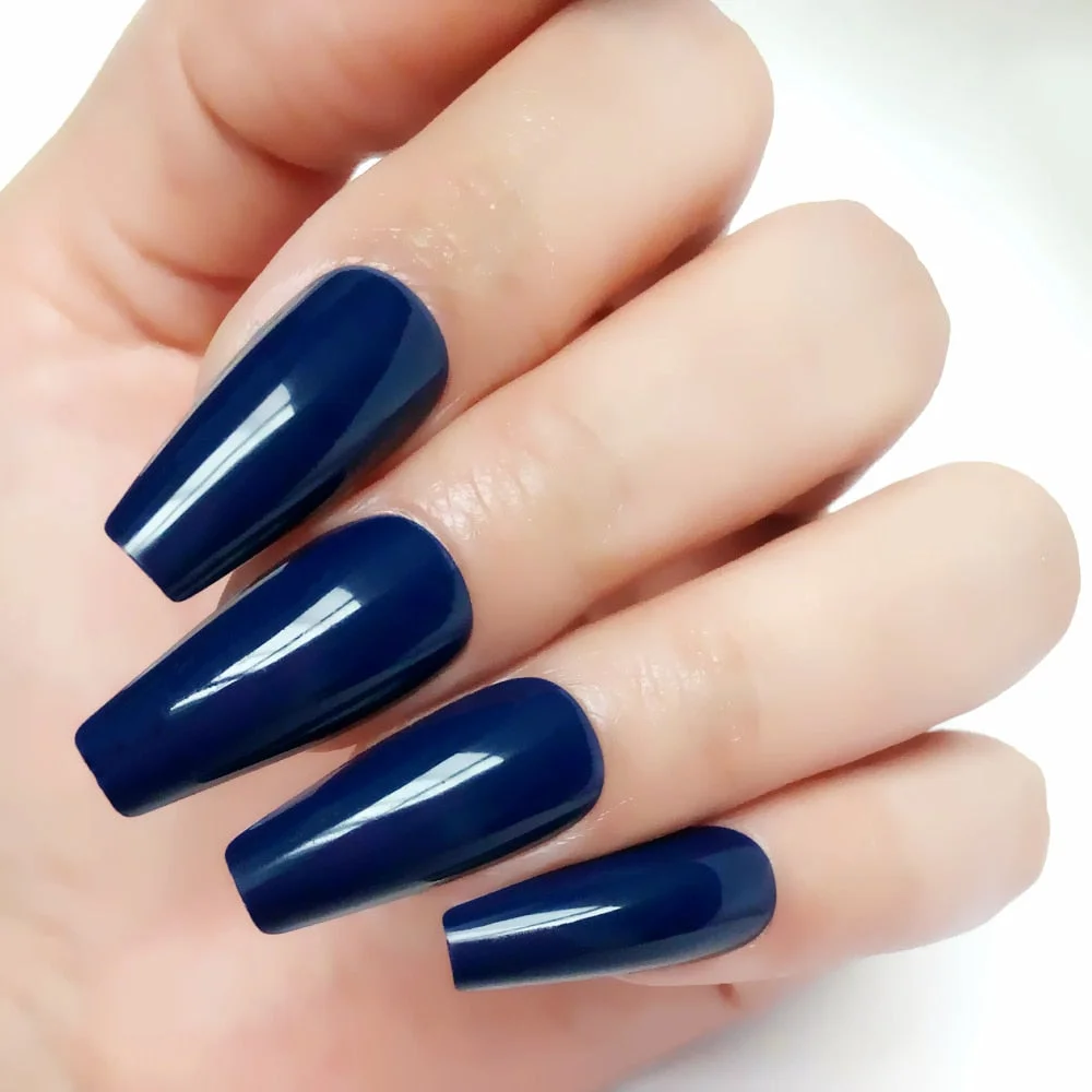 24Pcs Glossy Black Long Press On False Nails Lady Artificial Fake Nails For Design DIY Full Cover Tips Manicure Tool-Nail Inspo