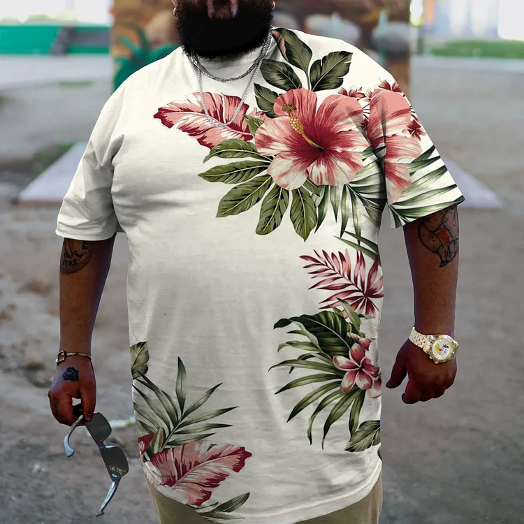 Men's Plus Size Statement Floral Print T-Shirt