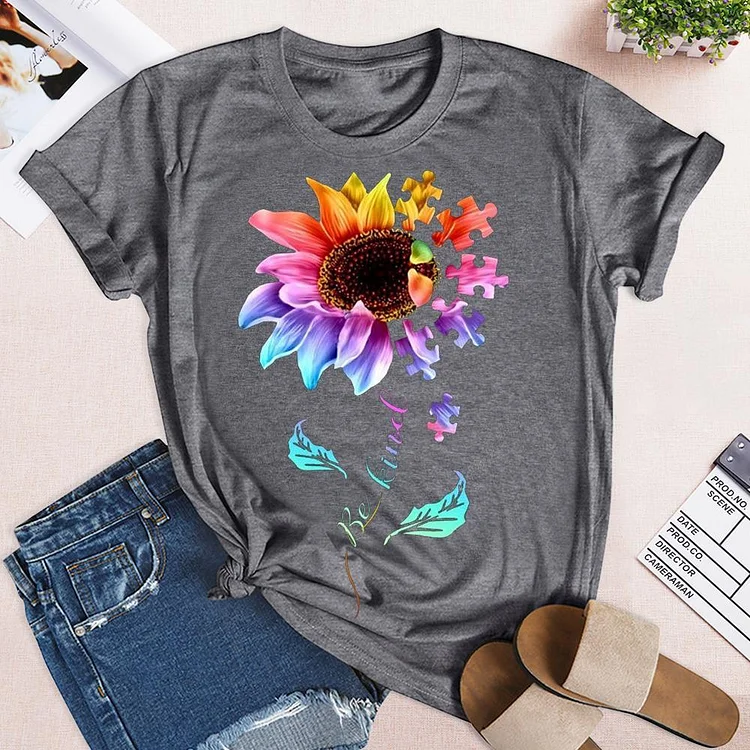 Autism Awareness Sunflower Be Kind Kindness Men Women T-Shirt Tee --Annaletters