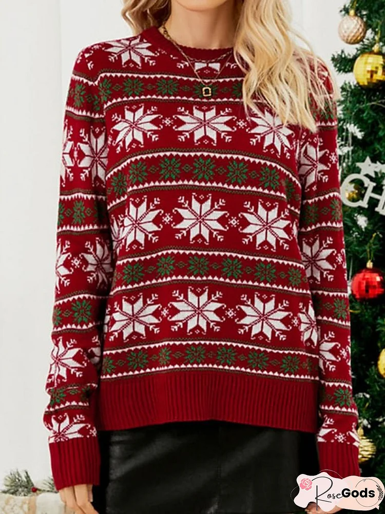 Christmas Crew Neck Warm Knit Sweater