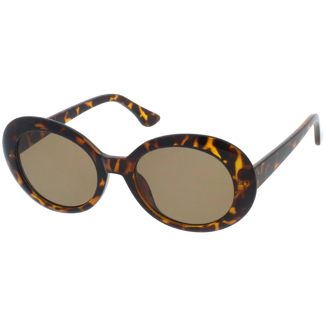 Retro Oval glasses Tapered Arms Neutral Colored Round Lens 53mm