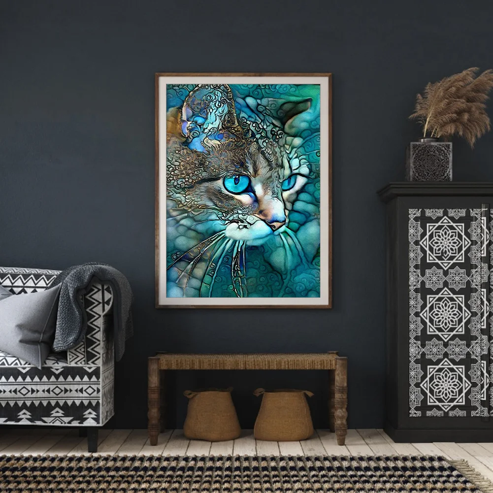 Diamond Painting - Full Round Drill - Blue Cat