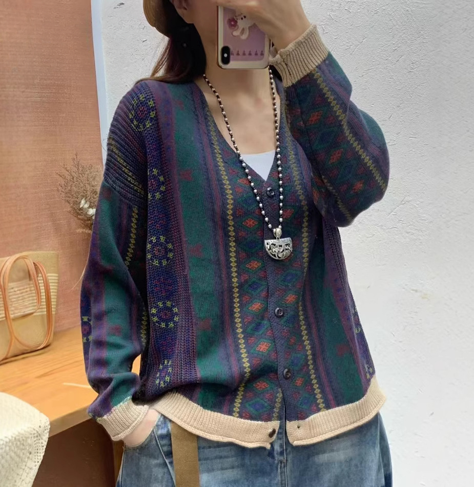 Chicfifth Sweater Women Winter Long Sleeve High Quality Autumn Vintage Top Knitted Cardigan