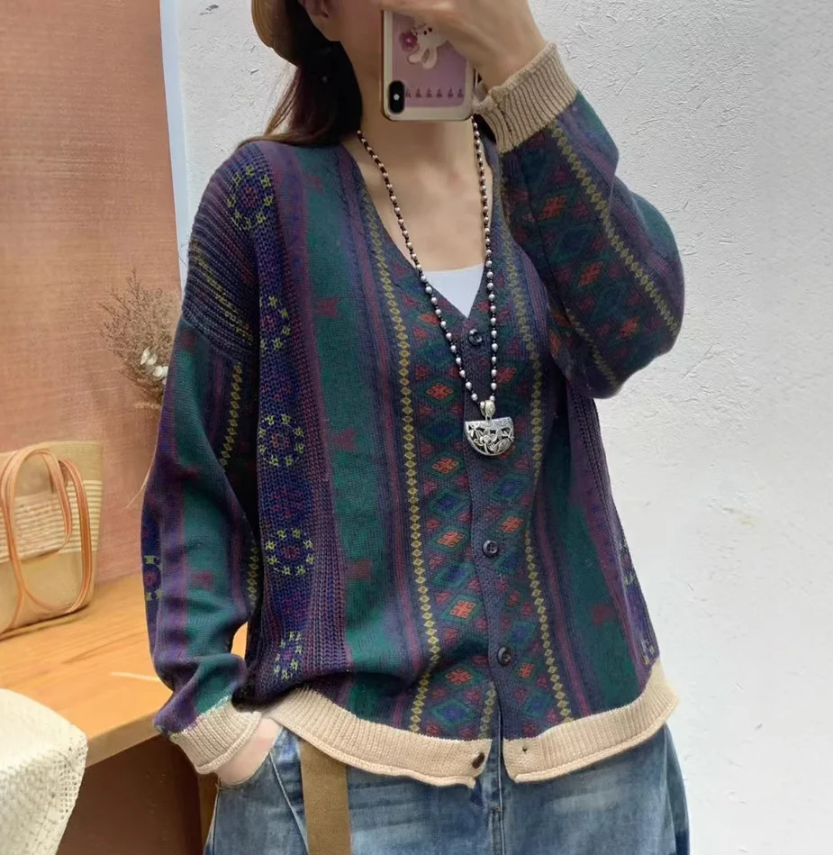 Chicfifth Sweater Women Winter Long Sleeve High Quality Autumn Vintage Top Knitted Cardigan