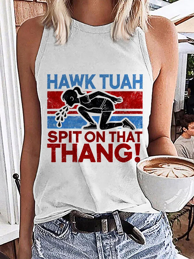 Women's Hawk Tuah Spit On That Thang Printed Vest