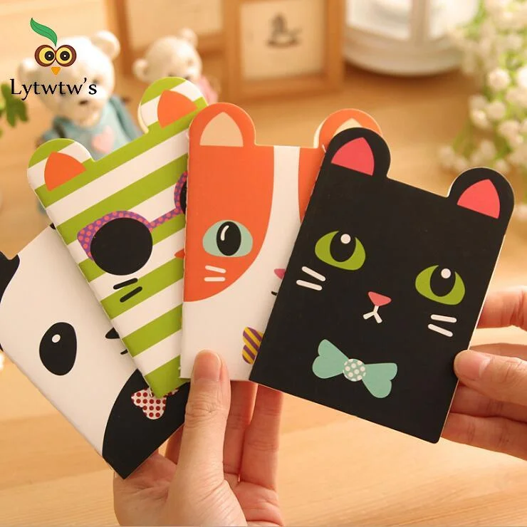 Mini Cute Kawaii Journal Diary Notebook Lined Paper Notepad Kids Stationery School Office Supply Gift Freebie Black Cat Panda