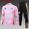 2024/2025 Real Madrid Half-Pull Training Suit Pink Dragon Football Shirt 1:1 Thai Quality