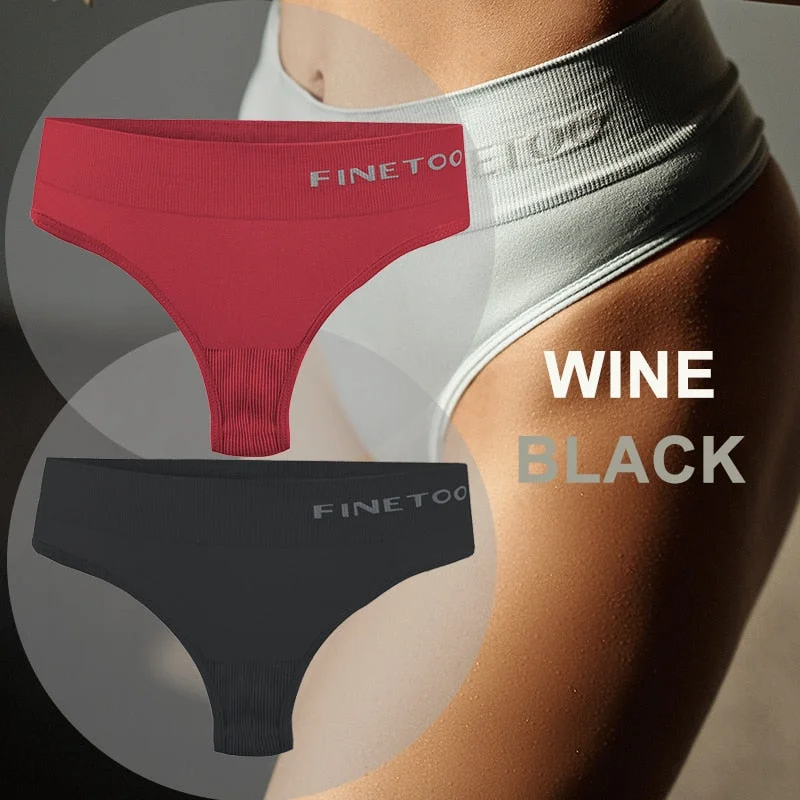 FINETOO 2PCS/Set Women Lingerie M-2XL Bodyshaper Gstring Panties High Waist Seamless Tummy Control Panty Underwear Female Thong