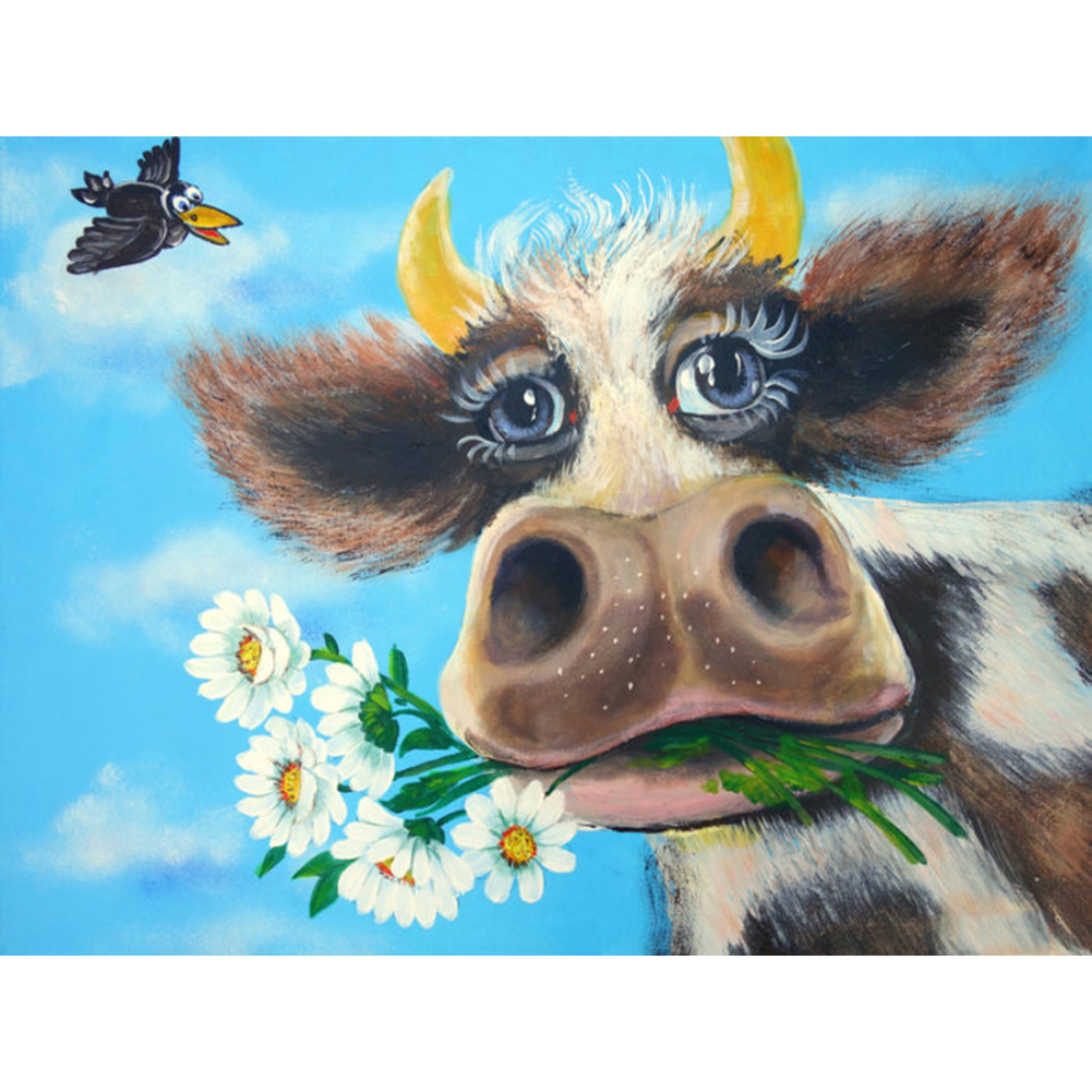 

30*40CM - Funny Cow - Round Drill Diamond Painting, 501 Original