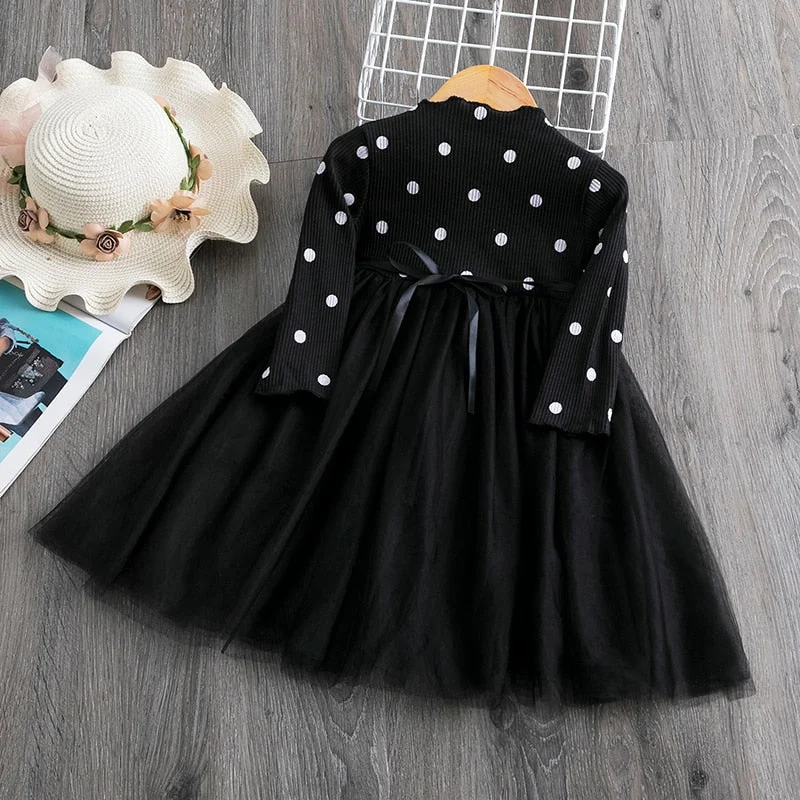 Baby Girls Dress Polka Dot Long Sleeves Girls Dress For Autumn Winter Casual Costume Birthday Party Dress Vestido Infantil 1 5T