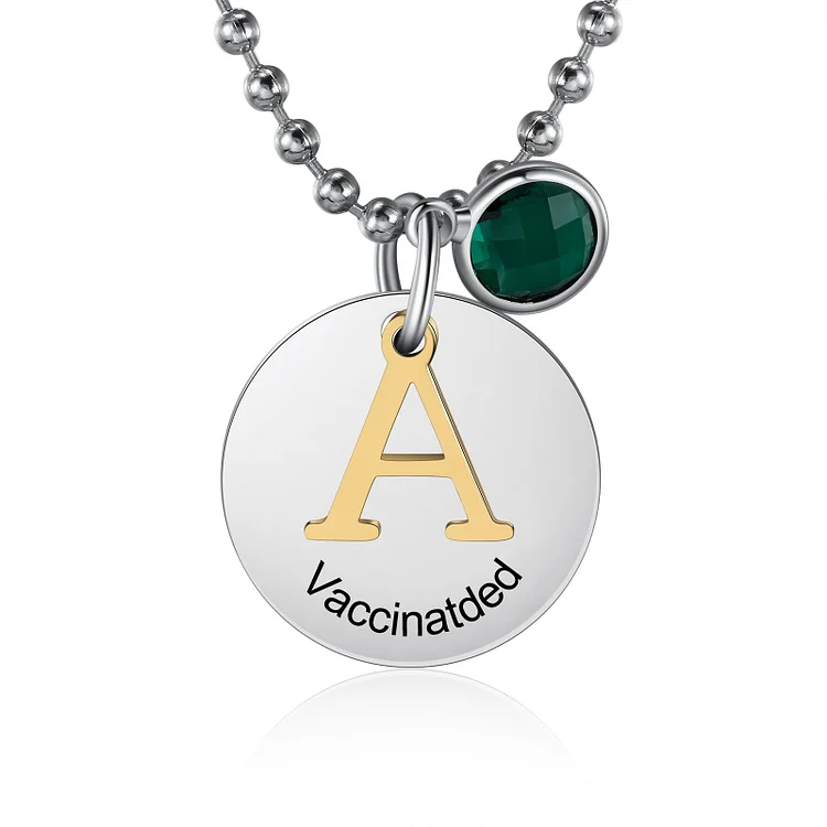Personalized Vaccinated Necklace Custom Birthstone Bead Chain Necklace