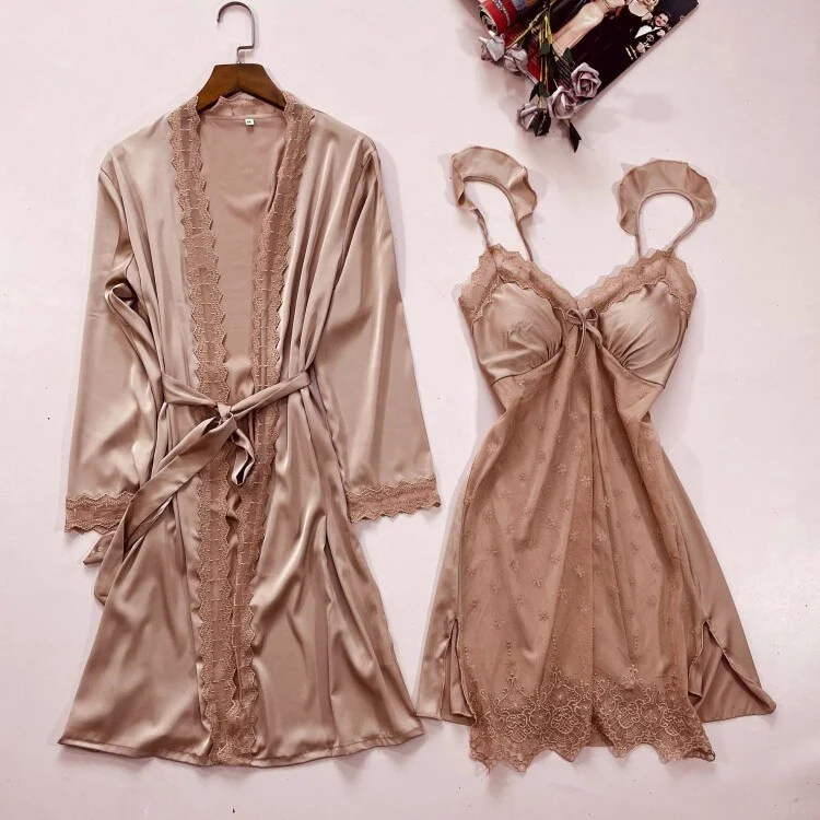 2-Pack Lace Robe Gown Set