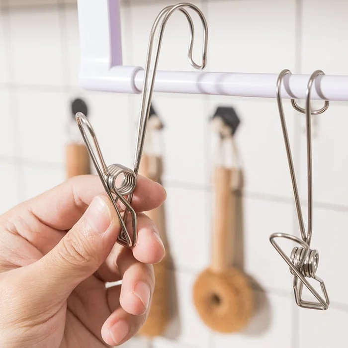 Stainless Steel Long Tail Clip with Hooks--10 Pcs/Set👍