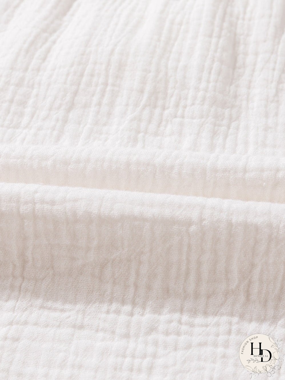 White Crinkled Casual Top with Balloon Sleeves