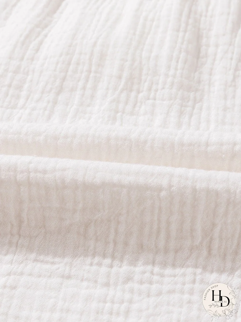 White Crinkled Casual Top with Balloon Sleeves