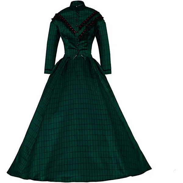 Victorian Renaissance Red Plaid Vintage Dress for Women Medieval Deluxe Ball Gown Costumes Suit