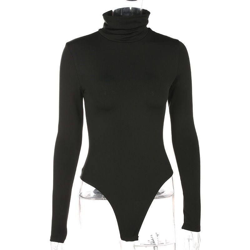 Winter Bodysuit women Long Sleeve jumpsuit Turtleneck Shirt Plus velvet sexy Pure cotton Y2K Solid color High Waist  body