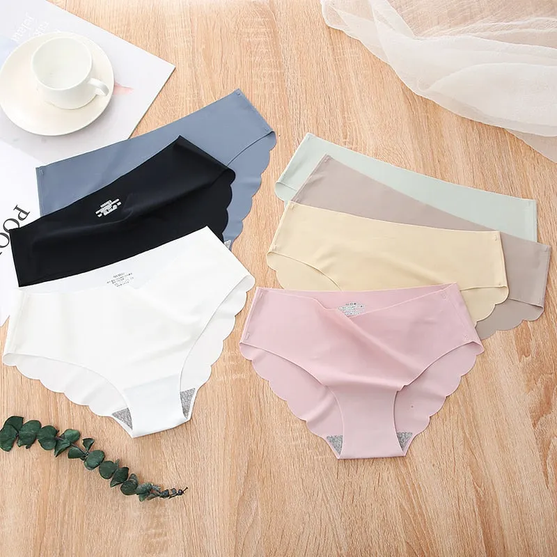 FINETOO 3PCS/Set M-XL Seamless Ice Silk Women Panties Sexy Pantys 7 Solid Colors Breathable Pantys Underwear For Girls Lingerie