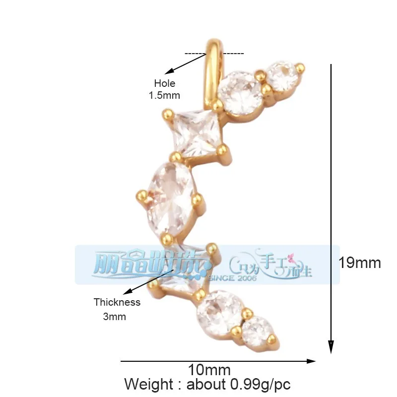 1 Piece 12 * 23mm 15*15mm 5*12mm Hole 5~5.9mm Half 925 Silver Zircon Sun Moon Pendant Jewelry Accessories