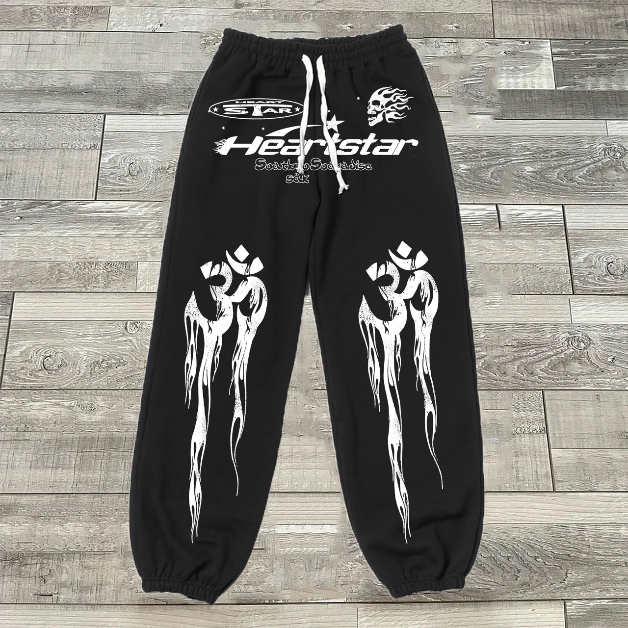 Sopula Vintage Heart Star Graphic Print Sweatpants - SOPULA