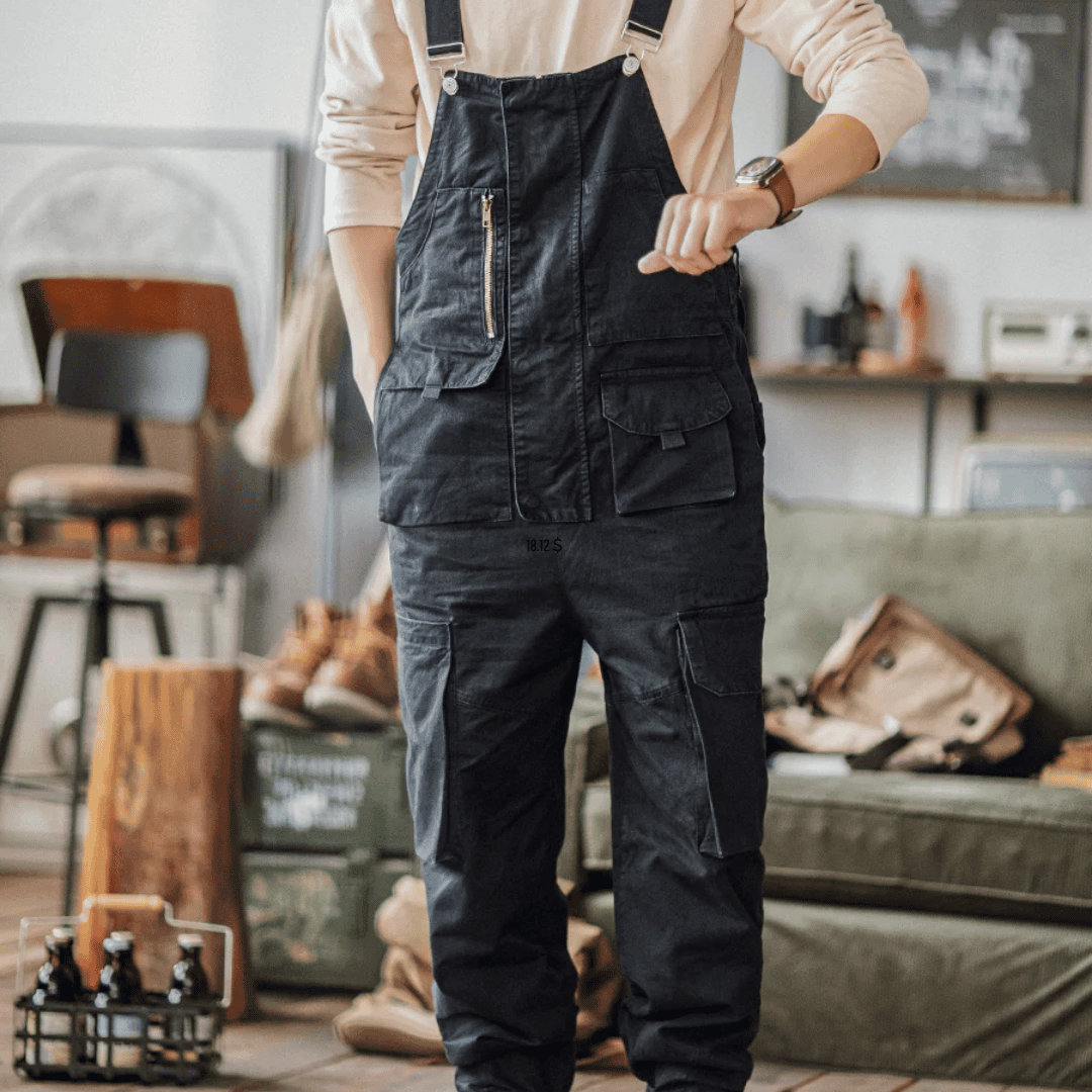 Sloppy Overalls Big Pockets Workwear with Zipper Fly