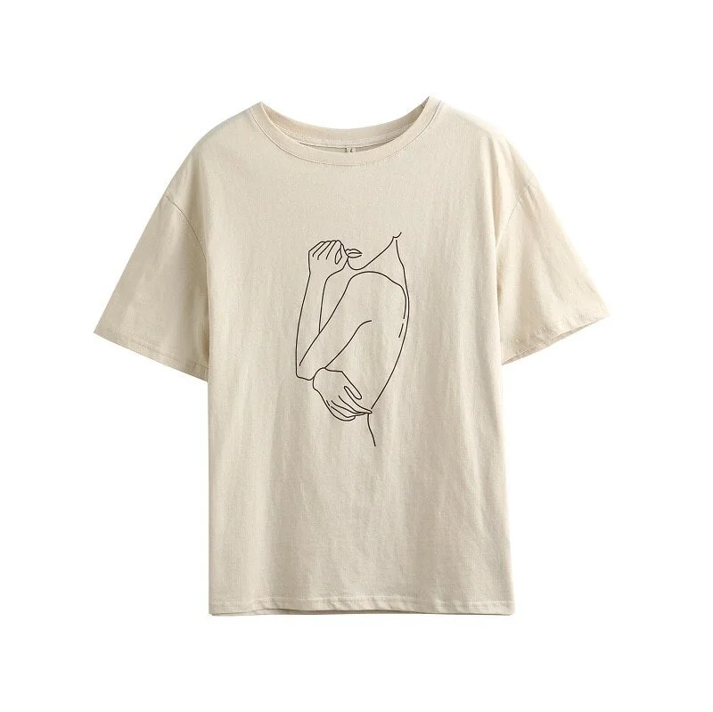Toppies Summer T-shits Woman Girls Printing Abstract T-shirts Casual Short Sleeve 100% Cotton Tops Tees