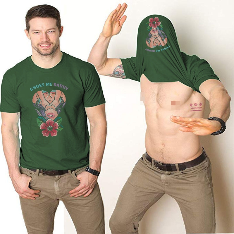CHOKE ME DADDY Sexy Lady with Rose Double-Print Flip T-shirt
