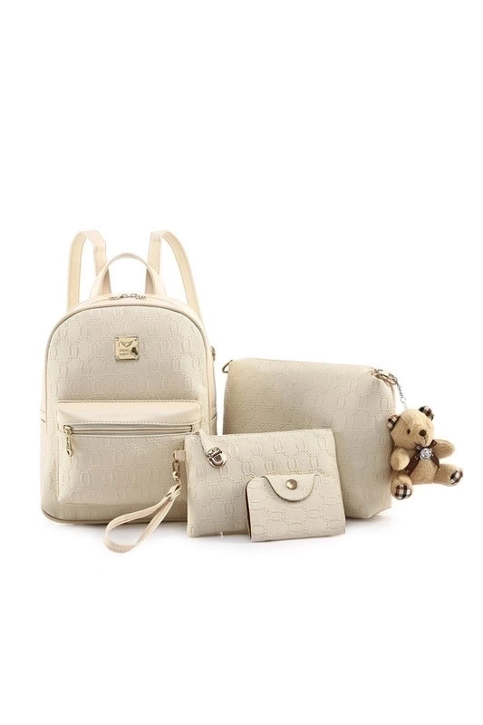 Women’s Pu Leather Letter Solid Color Elegant Bucket Zipper Bag Sets