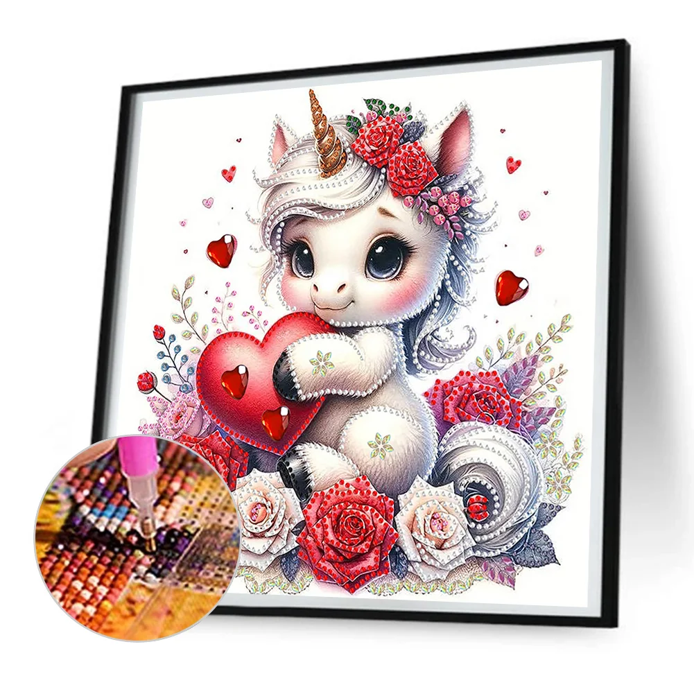 Diamond Painting - Partial Special Shaped Drill - Love Unicorn(Canvas|30*30cm)