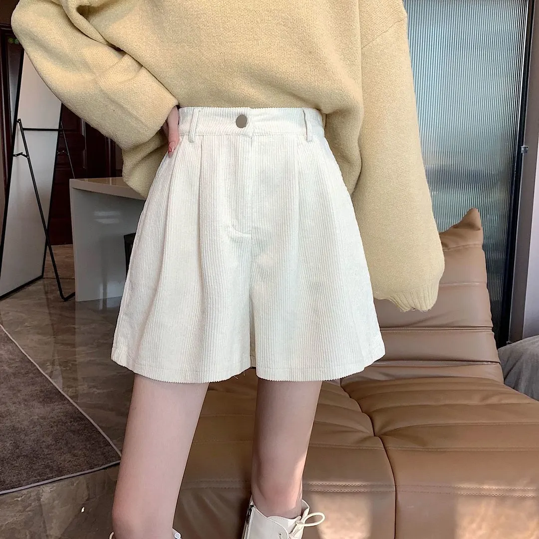 Brownm Academia High Waist Corduroy Shorts