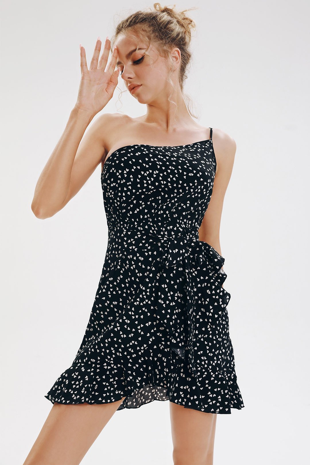 Fashionv-One-shoulder Ruffle Mini Dress