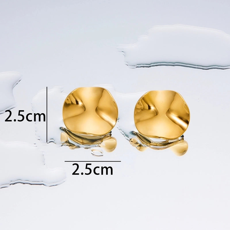 1 Pair Minimalist Geometric Plating Titanium Steel 18K Gold Plated Ear Studs