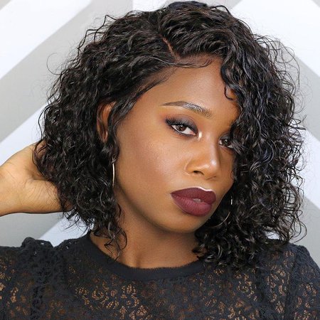 WeQueen High Quality Side Part Curly Lace Front Short Bob Wigs