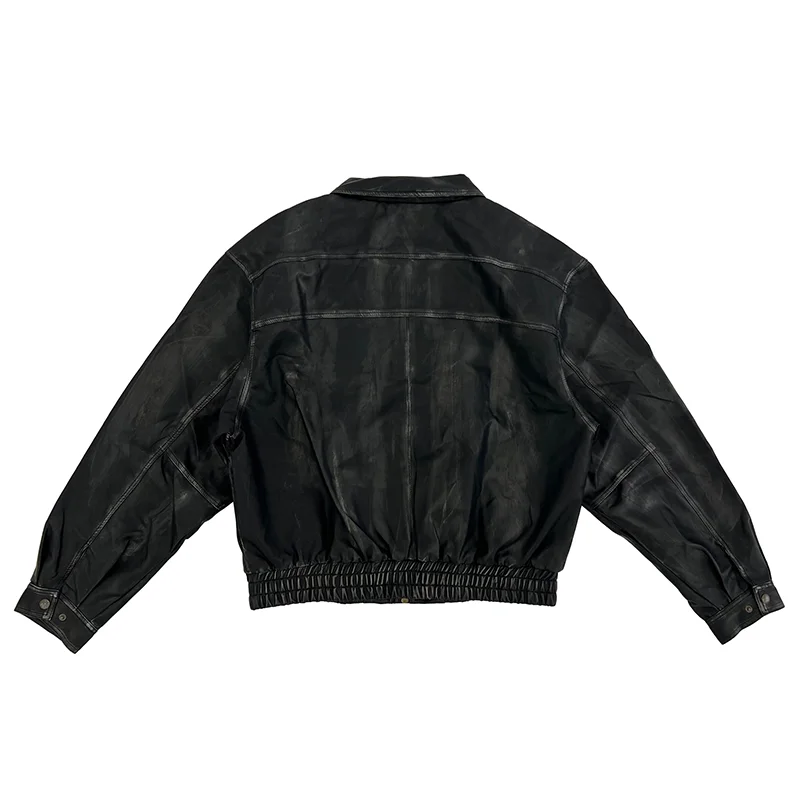 Aonga Spring Cool Handsome Short Vintage Distressed Black Pu Leather jacket Men Zipper Luxury Designer Unisex Clothes 2024 aonga