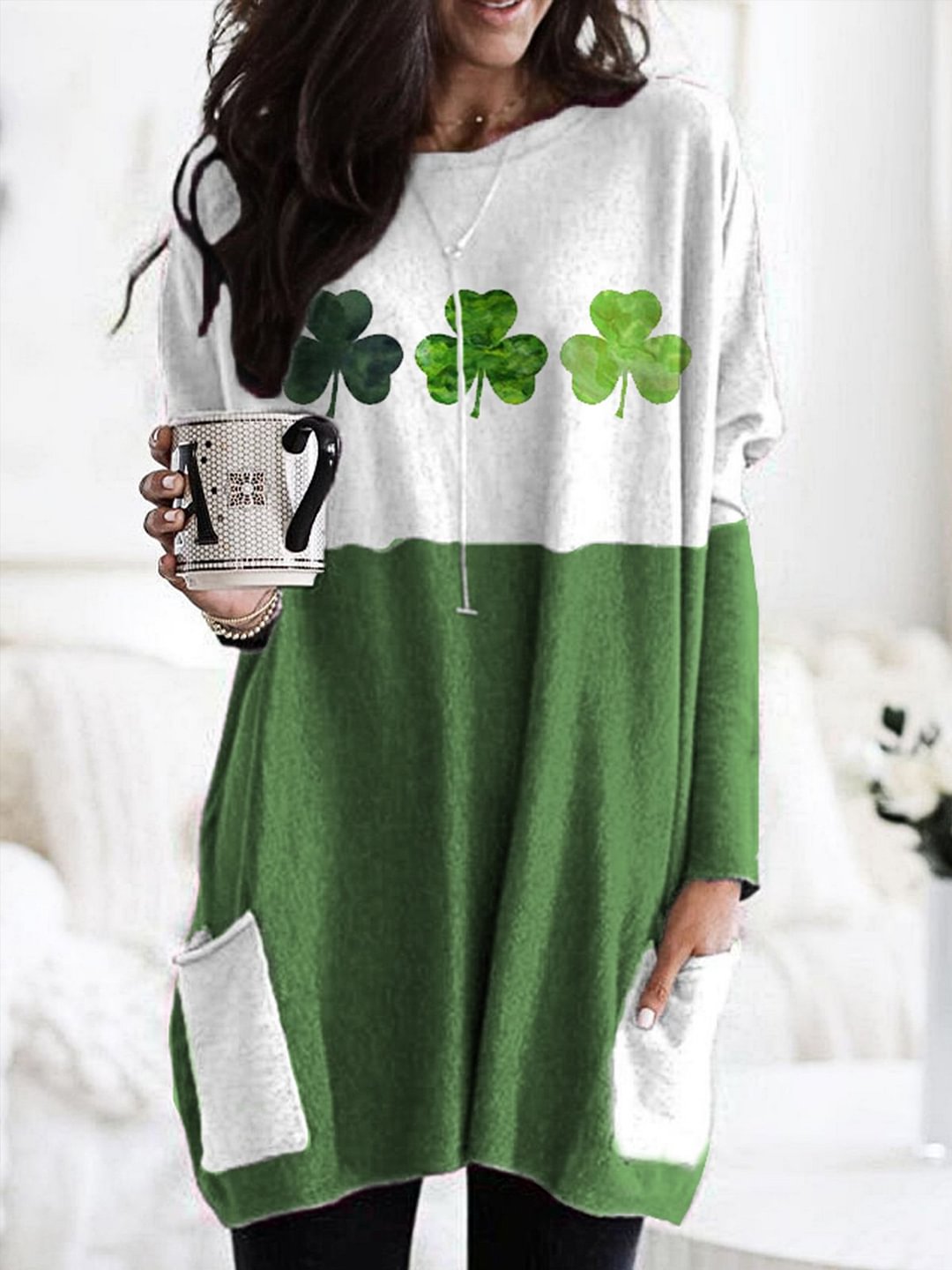 🔥Buy 2 Get 5% Off🔥Women's St.Patrick's Day Lucky Clover Print Casual Long Sleeve T-Shirt