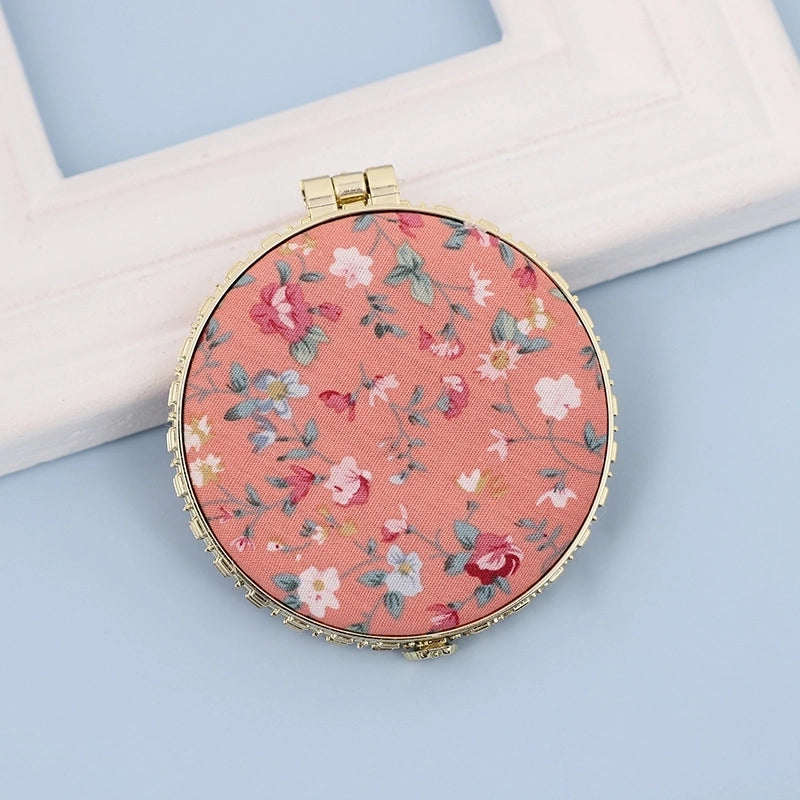 Fashion Artistic Retro Cloth Printing Double-sided Portable Mini Makeup Mirror