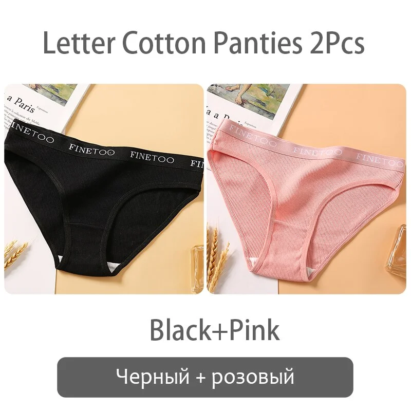 FINETOO New M-2XL Women Underpants Custom Letter Panties Breathable Cotton Underwear Ladies Briefs Casual Panty Female Lingerie
