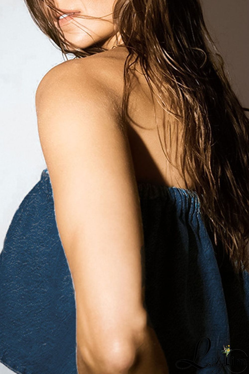 Blue Sexy Solid Patchwork Strapless Tops