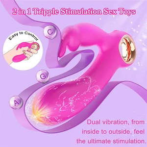 2 In 1 G Spot Rabbit Vibrator Realistic Dildo Clitoral Stimulator Vibrators