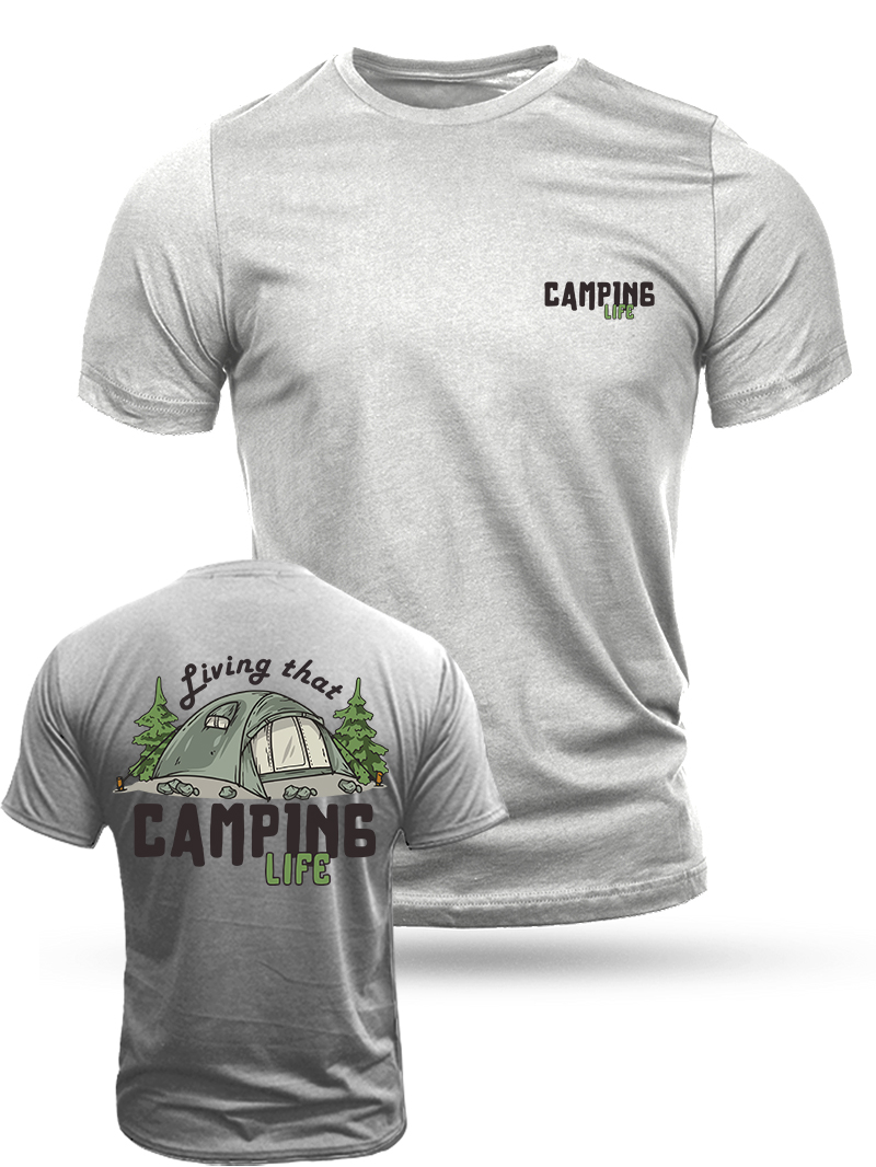 Men's Camping Life Print Casual Short Sleeve T-shirt