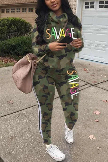 Fashion Sports Hooded Two Piece