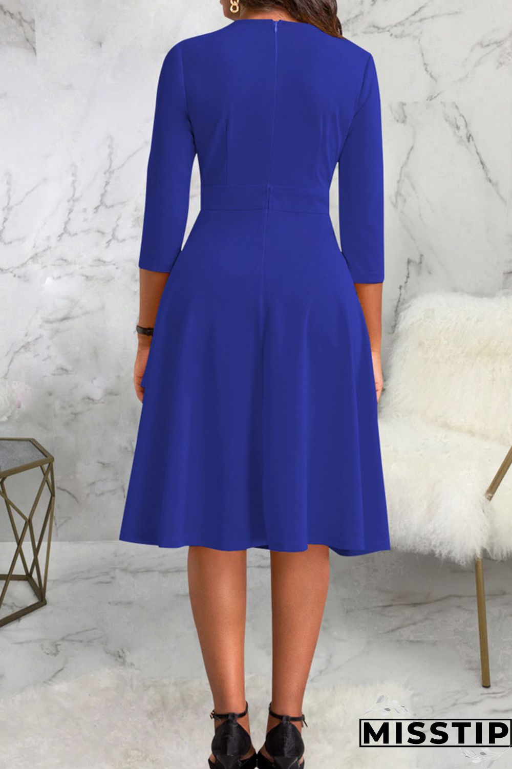 Black Casual Solid Patchwork Buttons O Neck A Line Dresses