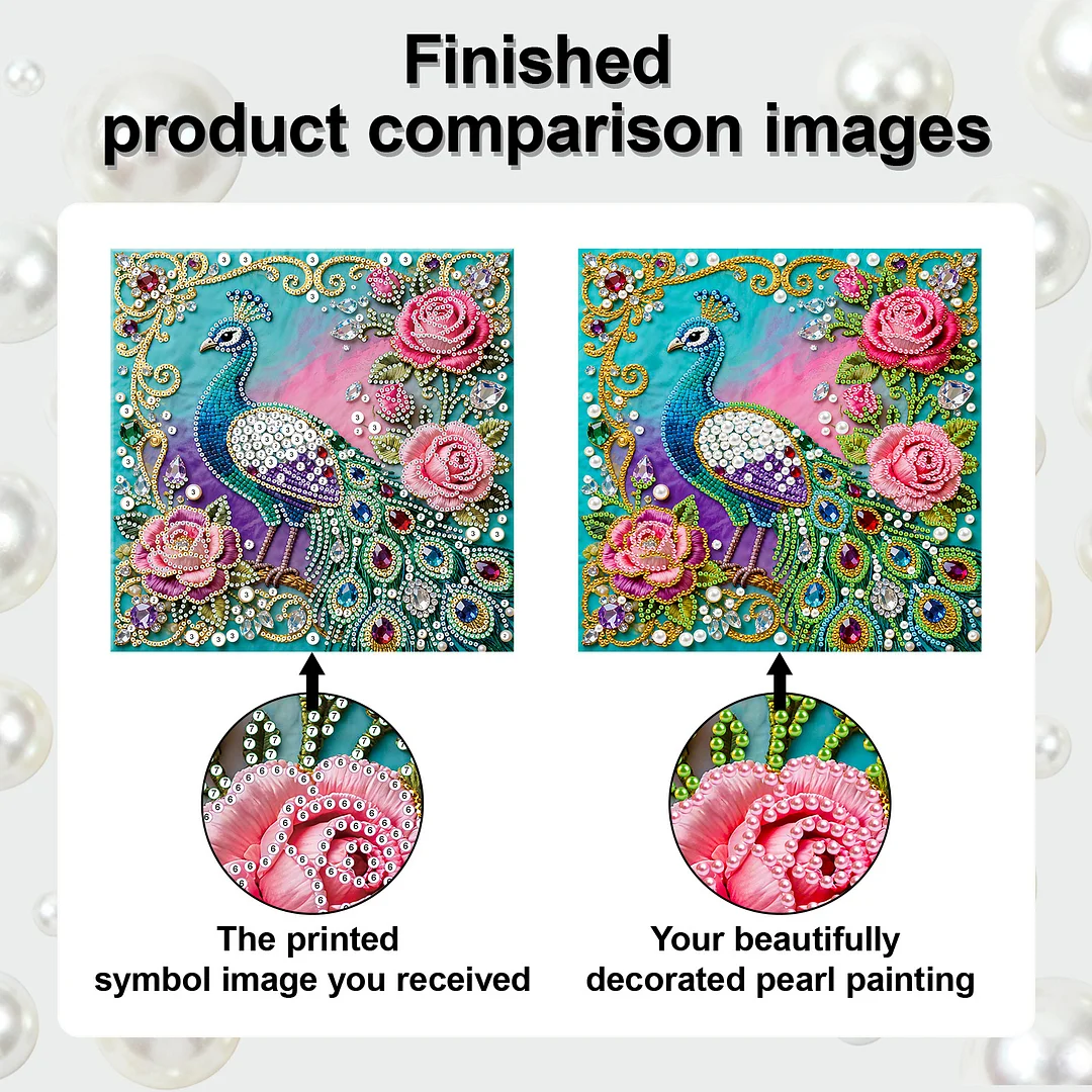 Peacock Art Diamond Painting Kit for Adults Home Decor 25x25cm With Frame