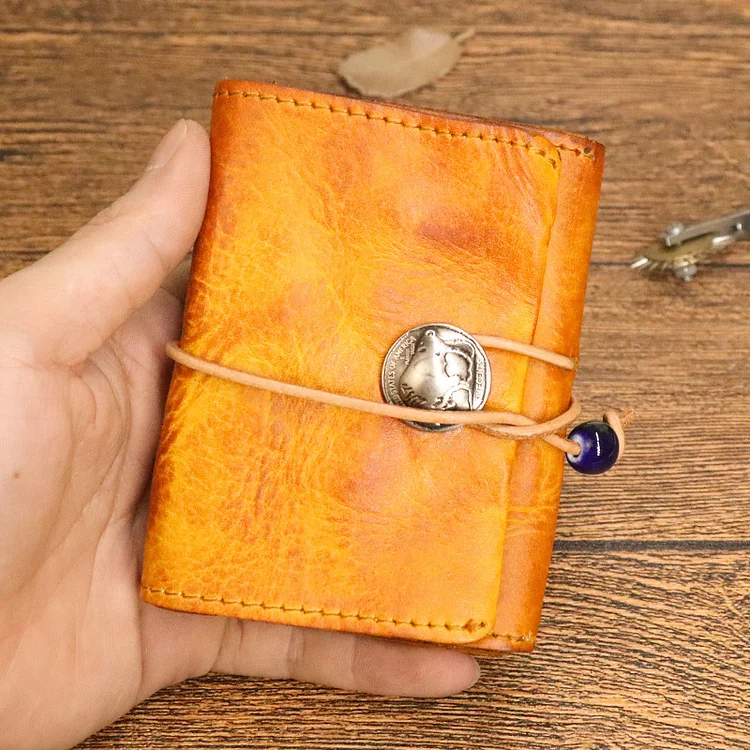 Retro Drawstring Multifunctional 2-In-1 Genuine Leather Wallet