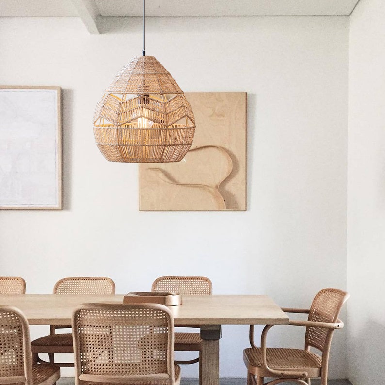 Rattan Pendant Lamp Retro Hanging Lights Rope Lampshade