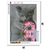 Black Cat And Flower | Full Round Diamond Painting Kits