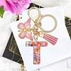 DIY Pink Tassel Ring Letter Butterfly Keychain